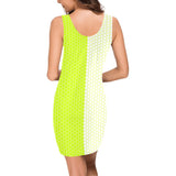 neon green hex white print 5 Medea Vest Dress (Model D06) - Objet D'Art