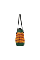 Rainbow Accented Kente Print Leather Tote Bag/Small - Objet D'Art