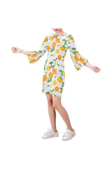 Orange Blossoms Bell Sleeve Dress (Model D52) - Objet D'Art