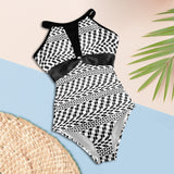 black 2 9k Women's High Neck Plunge Mesh Ruched Swimsuit (S43) - Objet D'Art