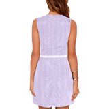 lavender key print 3 Eos Women's Sleeveless Dress (Model D01) - Objet D'Art