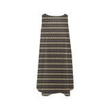 brown beige greek key print 7A Sleeveless A-Line Pocket Dress (Model D57) - Objet D'Art