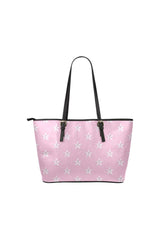 Pink Star Print Leather Tote Bag/Small - Objet D'Art