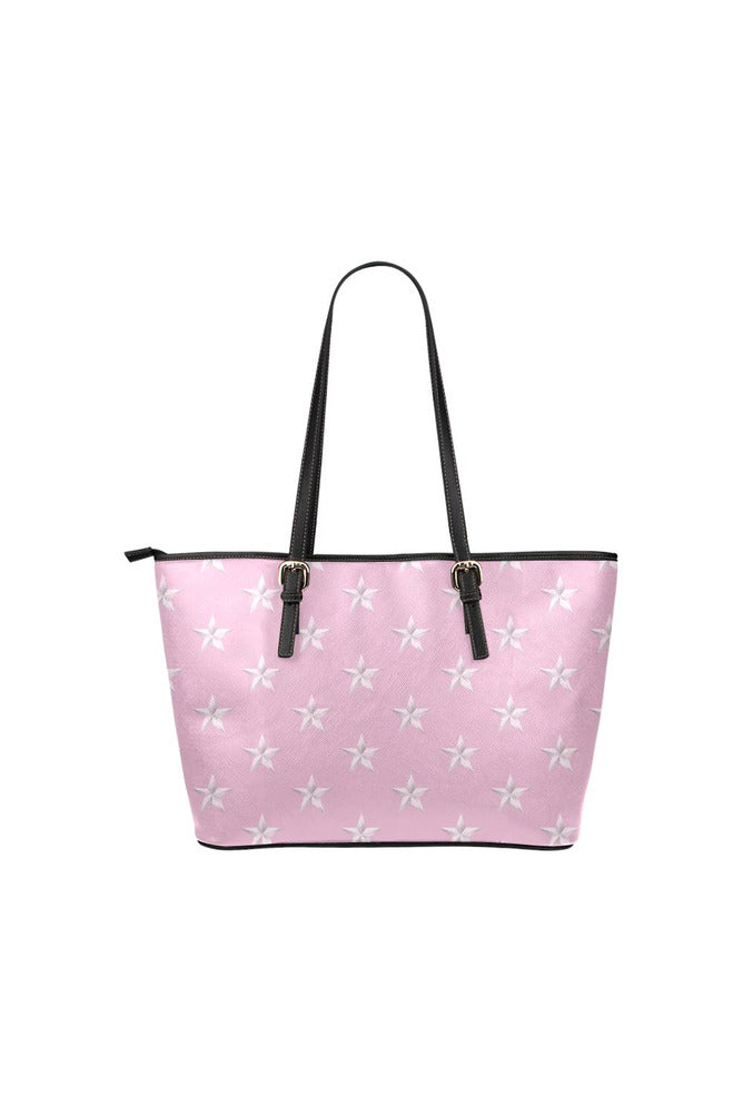 Pink Star Print Leather Tote Bag/Small - Objet D'Art