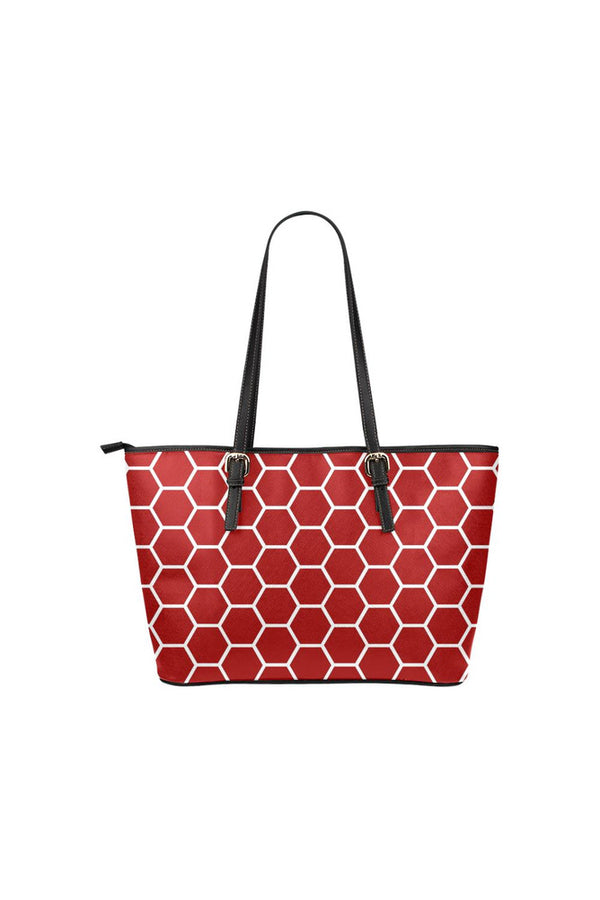 Red Honeycomb Tote Bag Leather Tote Bag/Small - Objet D'Art