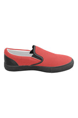 Cherry Red Men's Slip-on Canvas Shoes (Model 019) - Objet D'Art