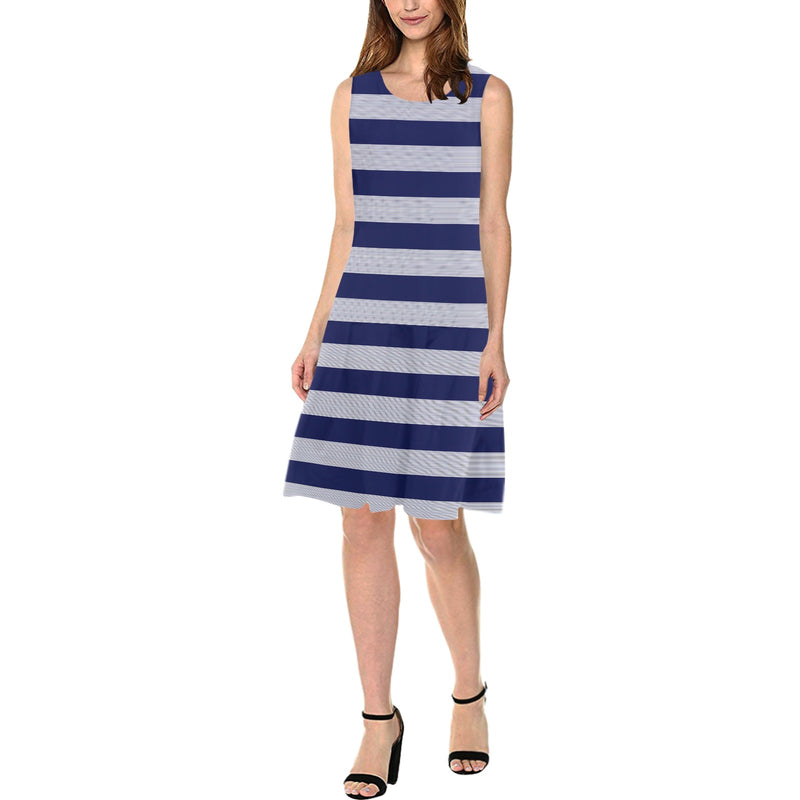 striped striped print Sleeveless Splicing Shift Dress(Model D17) - Objet D'Art