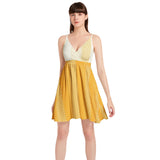 Decorative Striped Spaghetti Strap Sleeveless Falred Hem Short Dress - Objet D'Art