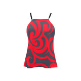 trible scroll print 2 Loose Fit Halter Neck Top (Model T68) - Objet D'Art