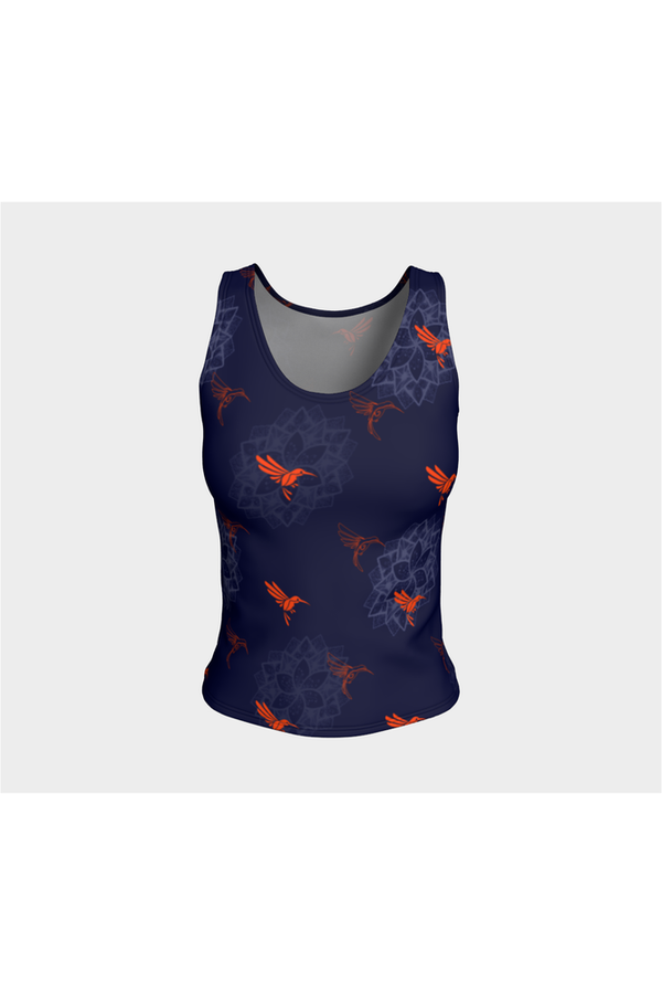 Hummingbird Orange Fitted Tank Top - Objet D'Art