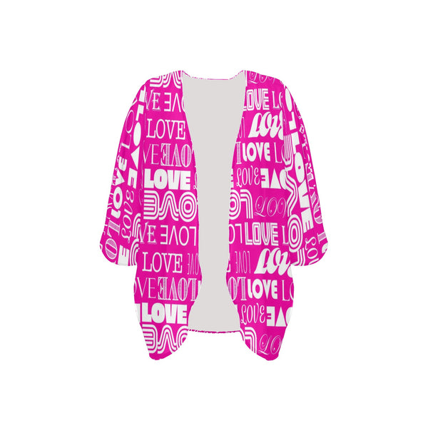 love print 11A Women's Kimono Chiffon Cover Up (Model H51) - Objet D'Art