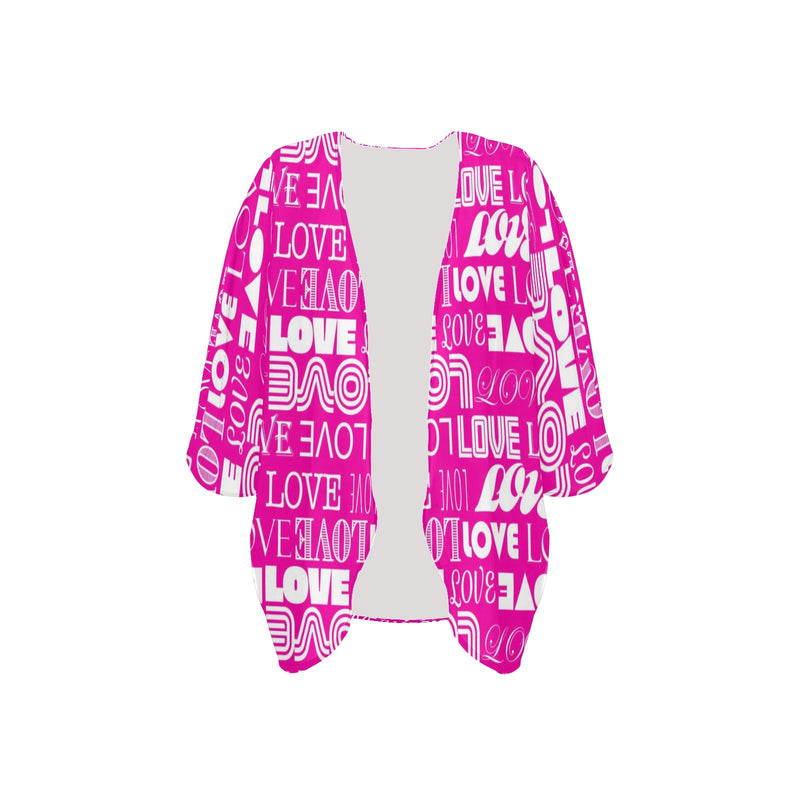 love print 11A Women's Kimono Chiffon Cover Up (Model H51) - Objet D'Art