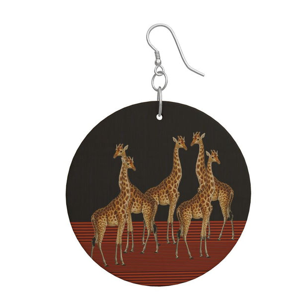 Giraffe Wooden Earrings - Objet D'Art