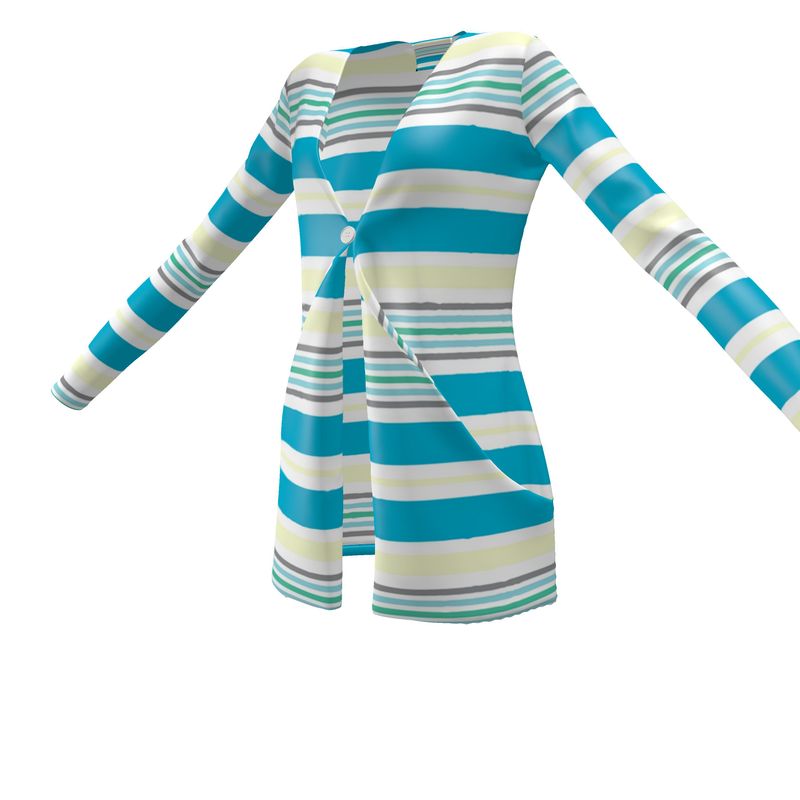 Pastel Striped Ladies Cardigan with Pockets - Objet D'Art