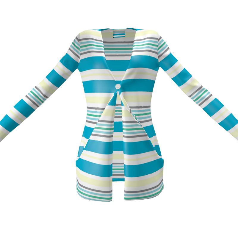 Pastel Striped Ladies Cardigan with Pockets - Objet D'Art