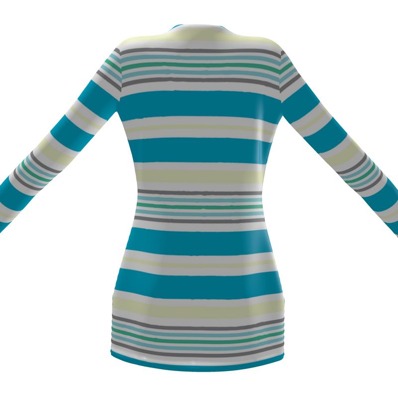 Pastel Striped Ladies Cardigan with Pockets - Objet D'Art