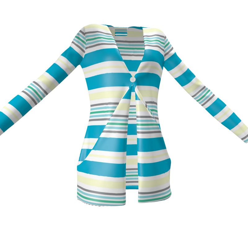 Pastel Striped Ladies Cardigan with Pockets - Objet D'Art