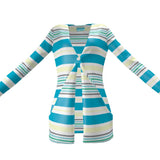 Pastel Striped Ladies Cardigan with Pockets - Objet D'Art