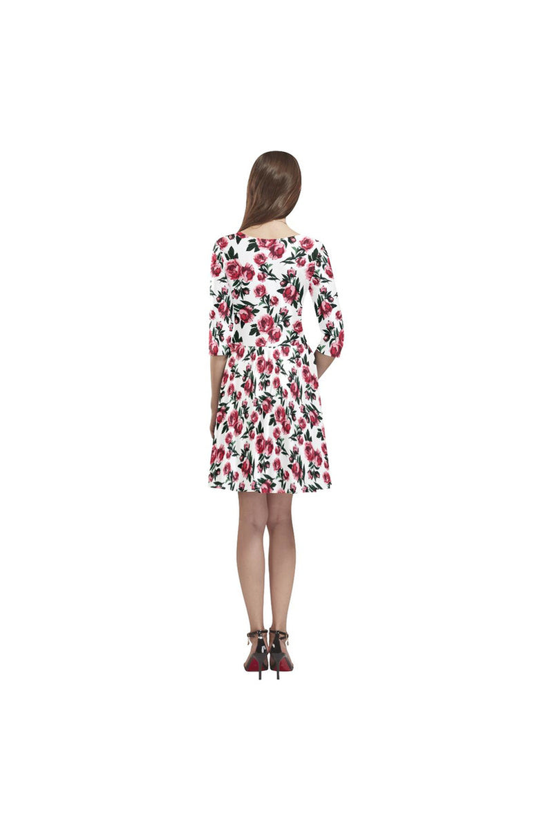 rose D20 SLEEVES Tethys Half-Sleeve Skater Dress(Model D20) - Objet D'Art