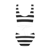striped bw print 2 Cross String Bikini Set (Model S29) - Objet D'Art