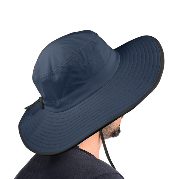 dark blue print 2 Wide Brim Bucket Hat - Objet D'Art