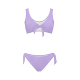 lavender solid light Bow Tie Front Bikini Swimsuit (Model S38) - Objet D'Art