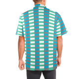 MARINE SCHEME PRINT 2 Men's Stand-Up Collar Short Sleeve Shirt - Objet D'Art