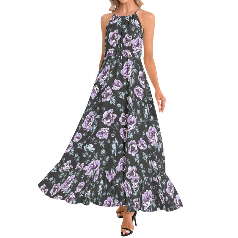 Ruffle Hem Halter Neck Maxi Dress - Objet D'Art