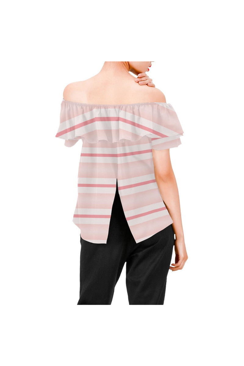 Think PInk Women's Off Shoulder Blouse with Ruffle - Objet D'Art
