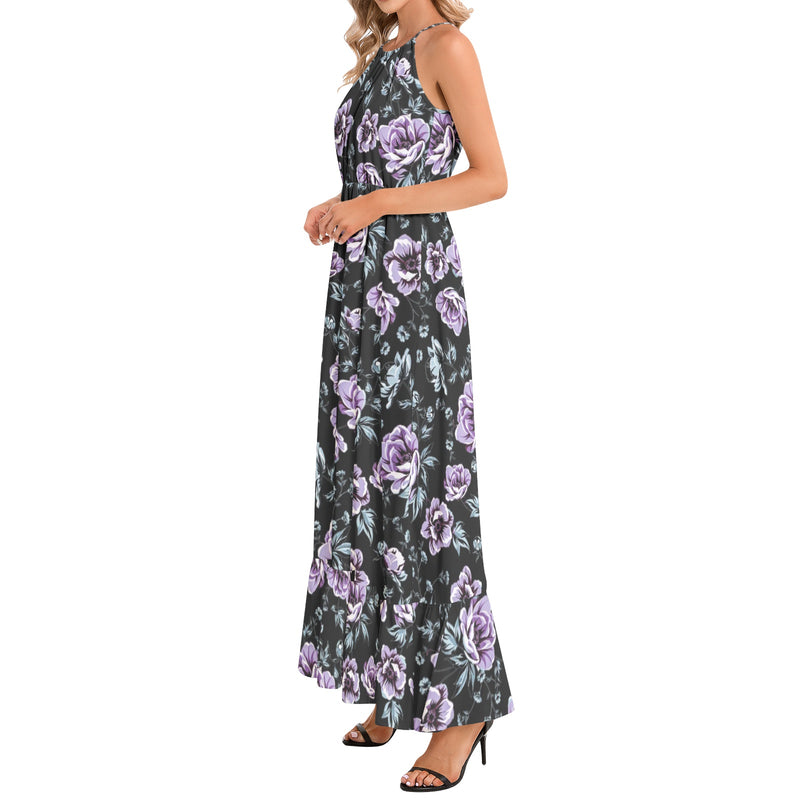 Ruffle Hem Halter Neck Maxi Dress - Objet D'Art