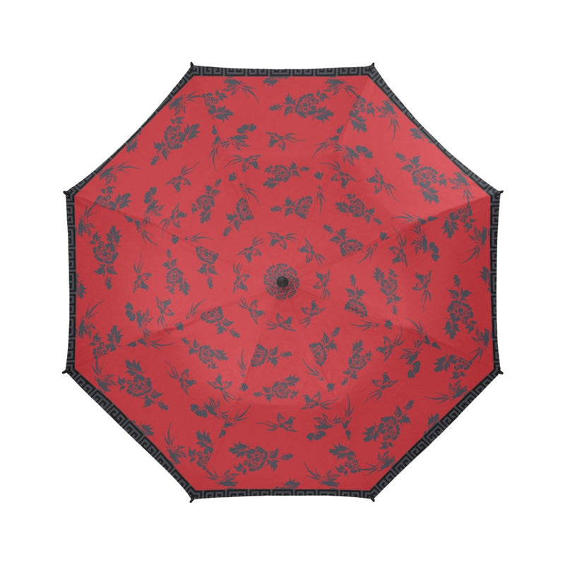 asian art red Semi-Automatic Foldable Umbrella - Objet D'Art