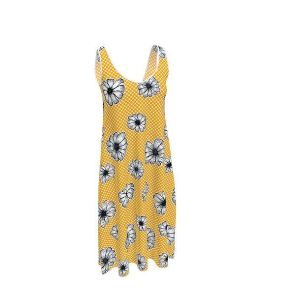 Floral Matrix Sleeveless Midi Dress - Objet D'Art