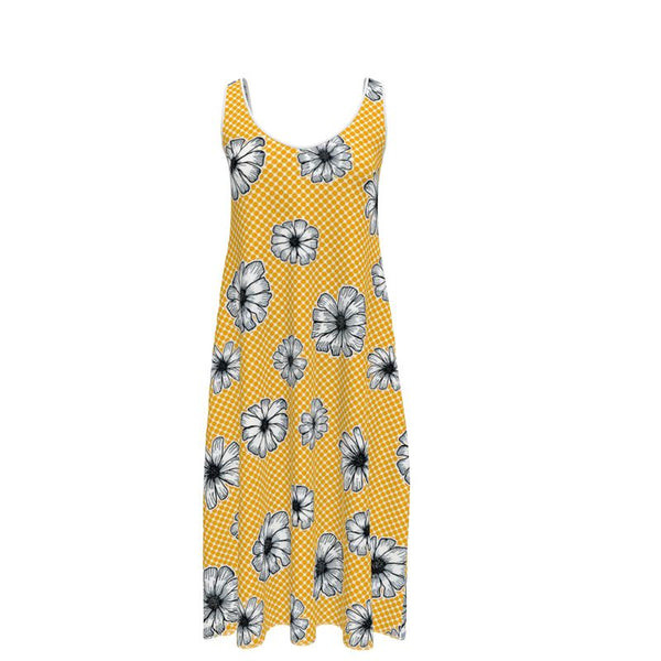 Floral Matrix Sleeveless Midi Dress - Objet D'Art