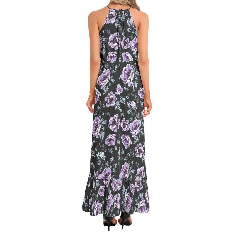 Ruffle Hem Halter Neck Maxi Dress - Objet D'Art
