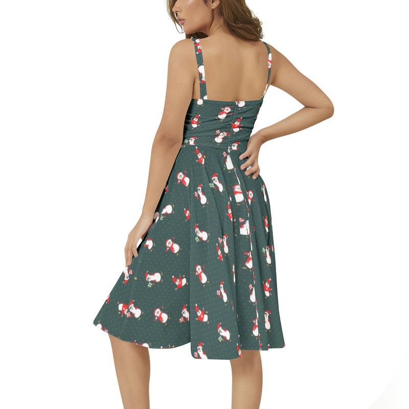 Sleeveless Square Neck Flare Hem Midi Dress - Objet D'Art