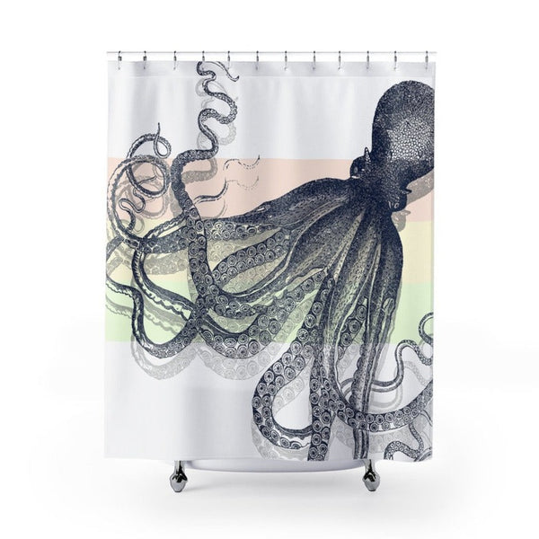 Blue Vintage Octopus Shower Curtains - Objet D'Art Online Retail Store
