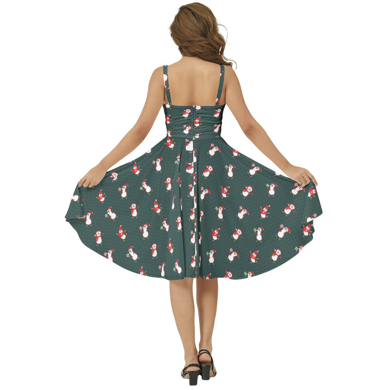 Sleeveless Square Neck Flare Hem Midi Dress - Objet D'Art