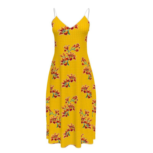 Orange Lily Sleeveless Midi Dress - Objet D'Art