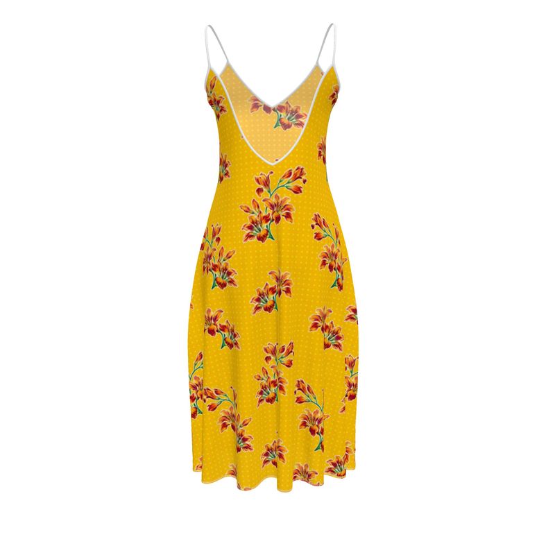 Orange Lily Sleeveless Midi Dress - Objet D'Art