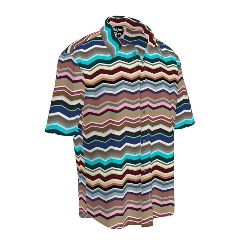 Pastel Herringbone Short Sleeve Shirt - Objet D'Art