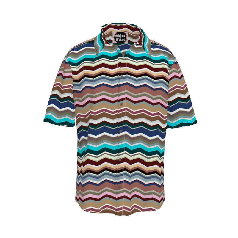 Pastel Herringbone Short Sleeve Shirt - Objet D'Art