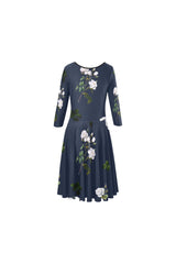 White Floral Tethys Half-Sleeve Skater Dress - Objet D'Art