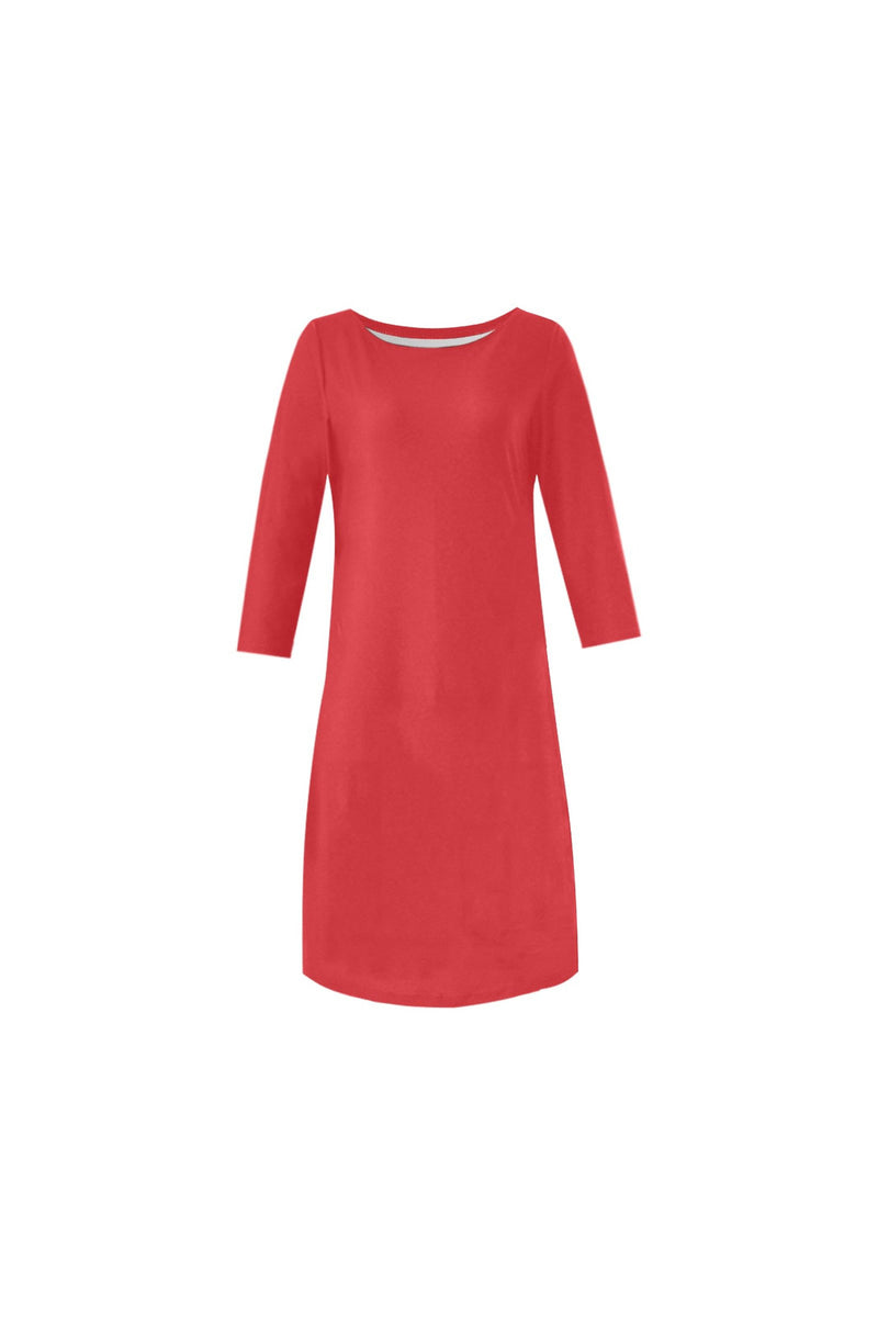 Flame Scarlet Rhea Loose Round Neck Dress - Objet D'Art