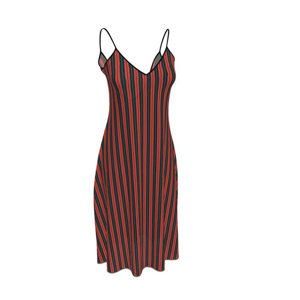 Rustic Striped Sleeveless Midi Dress - Objet D'Art