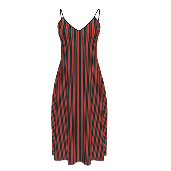 Rustic Striped Sleeveless Midi Dress - Objet D'Art