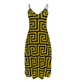 Golden Greek Key Sleeveless Midi Dress - Objet D'Art