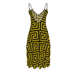 Golden Greek Key Sleeveless Midi Dress - Objet D'Art
