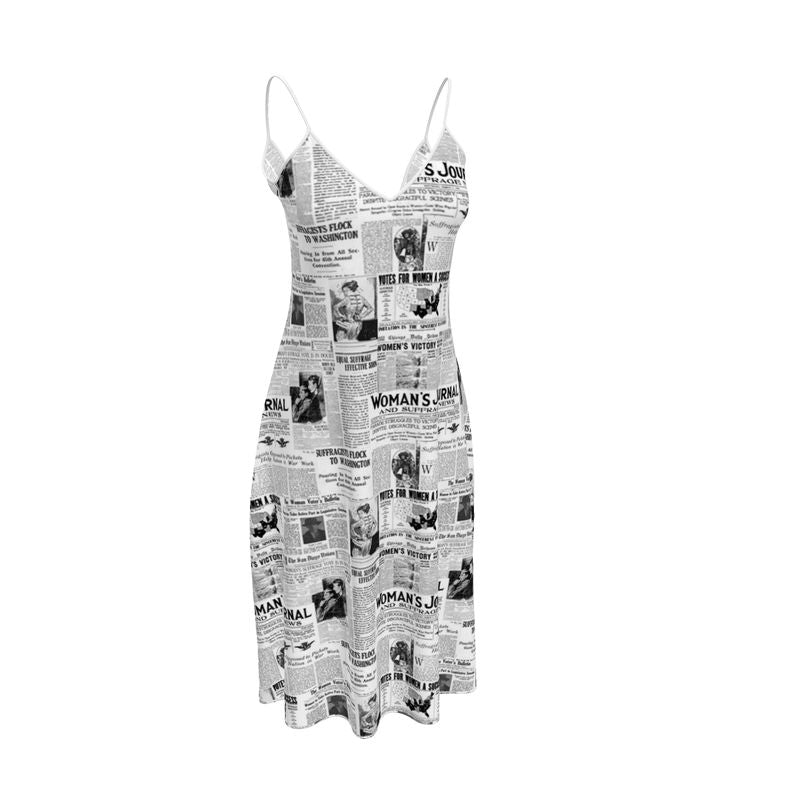 Women's Suffrage Headline News Collage Sleeveless Midi Dress - Objet D'Art