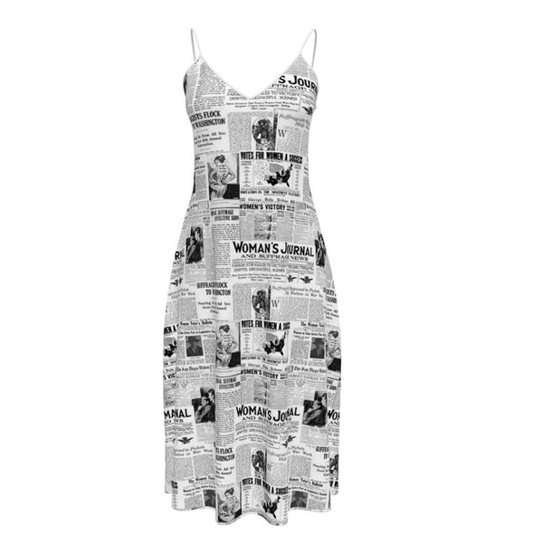 Women's Suffrage Headline News Collage Sleeveless Midi Dress - Objet D'Art