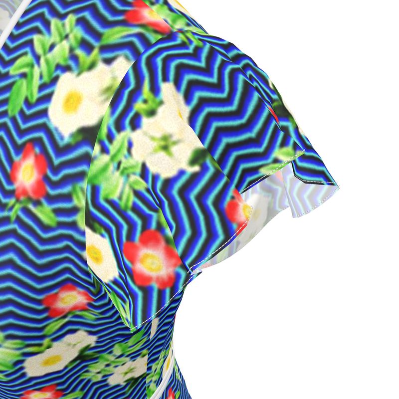 Herringbone Floral Tea Dress - Objet D'Art